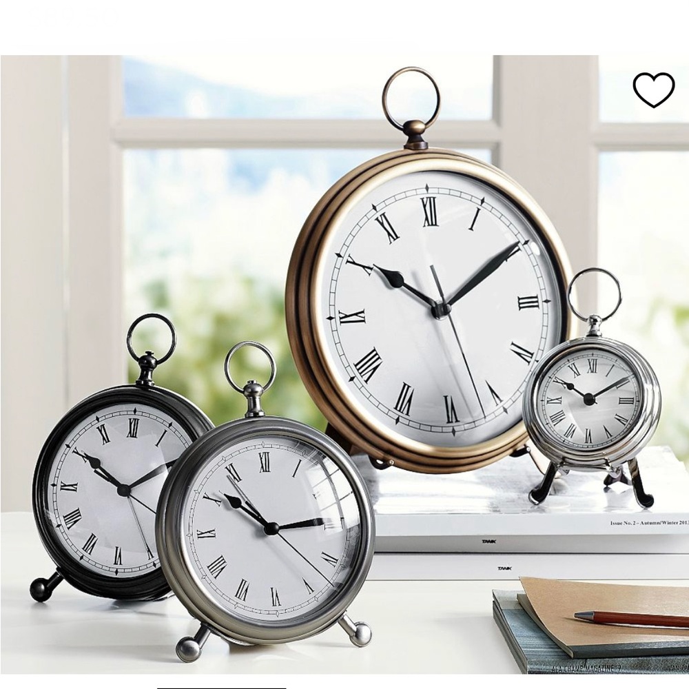 2 Pottery Barn Bronze Pocket Watch Clocks for Prop, Parts, Repair, or Display